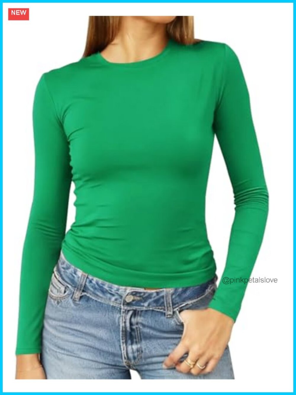 Women's Slim Fit Long Sleeve Cropped T-Shirt Crew Neck Y2K Top